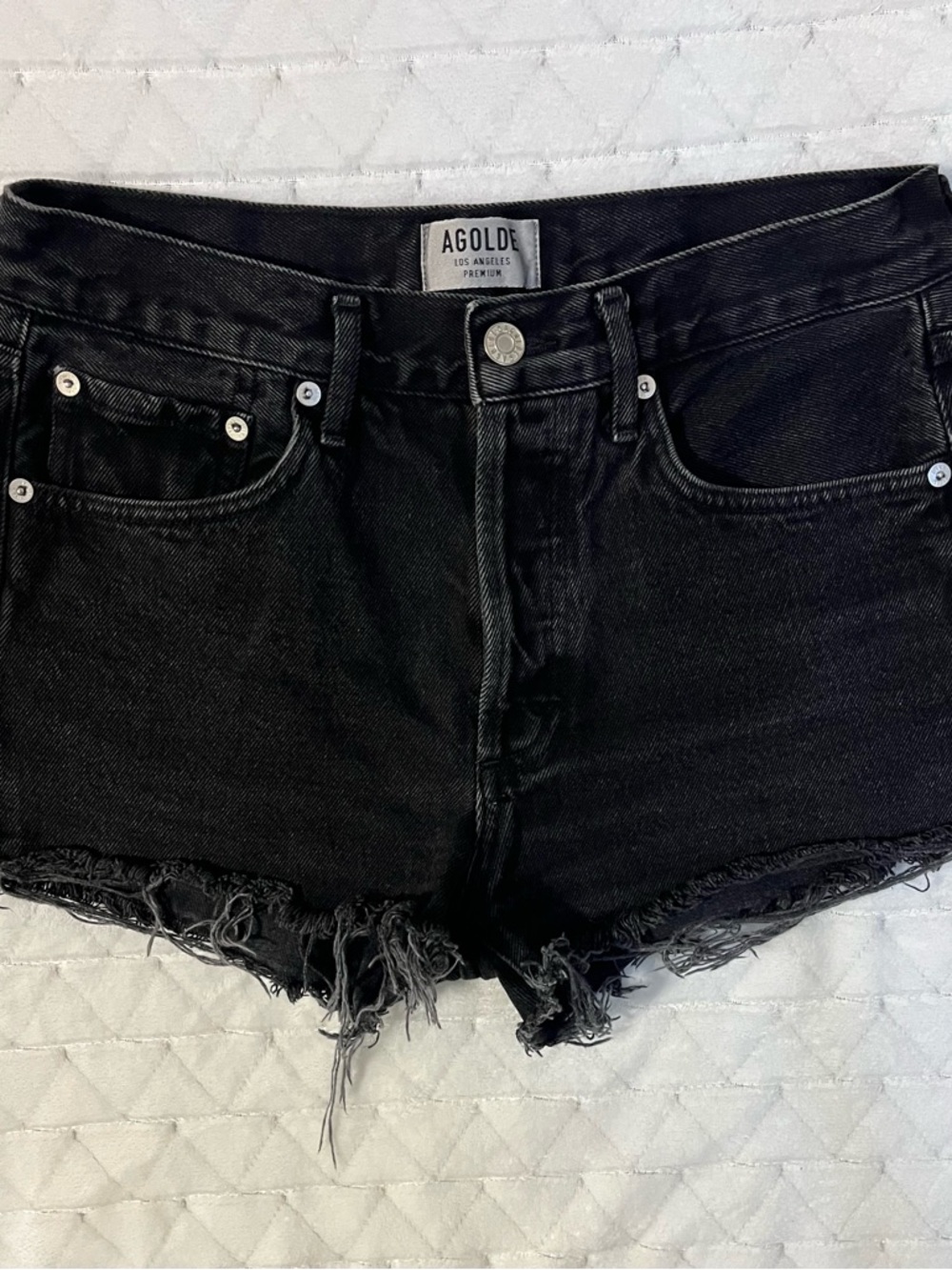 Agolde Black Vintage Cut Off Parker Shorts
